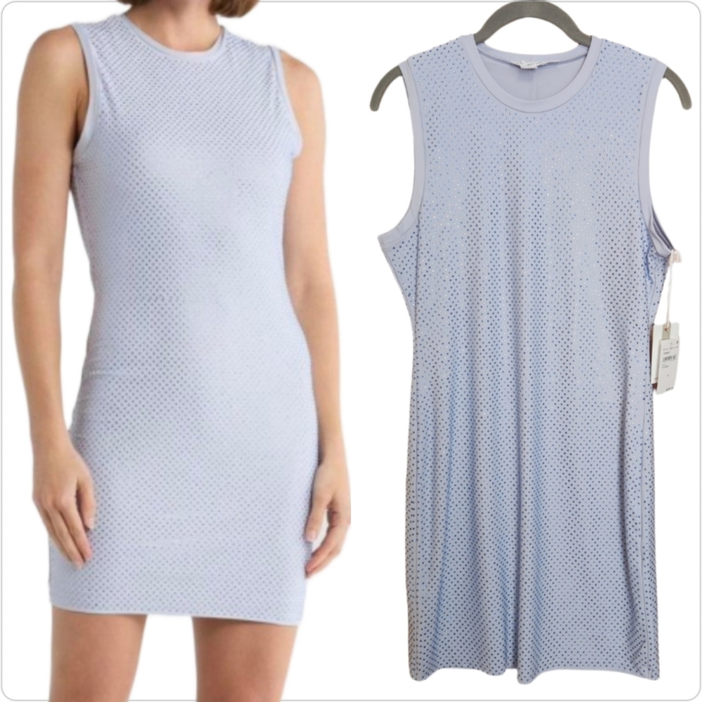 NWT GOOD AMERICAN CRYSTAL EMBELLISHED TANK DRESS GLASS BLUE SIZE MEDIUM
